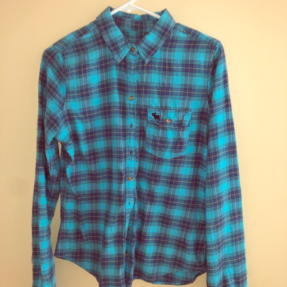 Abercrombie & Fitch Ladies Blue Plaid Flannel